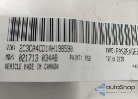 2010 Chrysler 300 Touring from USA, damaged, VIN 2C3CA4CD1AH198590